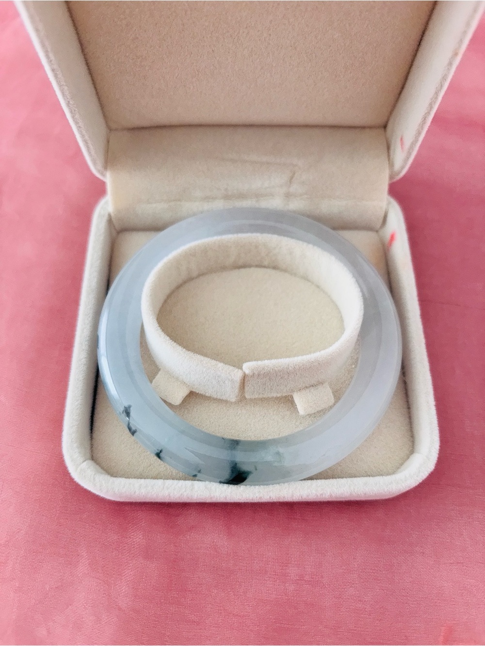 Translucent Jade Bangle Bracelet in Light Gray-Green